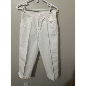 Eileen Fisher Linen Blend Pants Petite Small Cropped Wide Leg White Vacation
